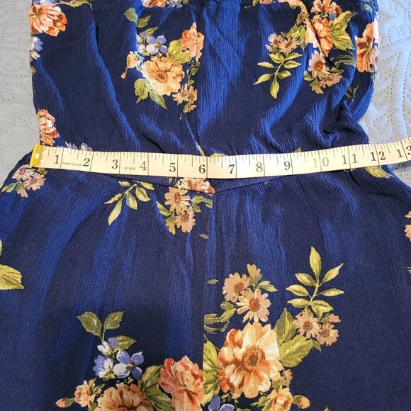 Women's Becool Strapless Blue Floral Romper with Pockets Size S - Picture 9 of 10